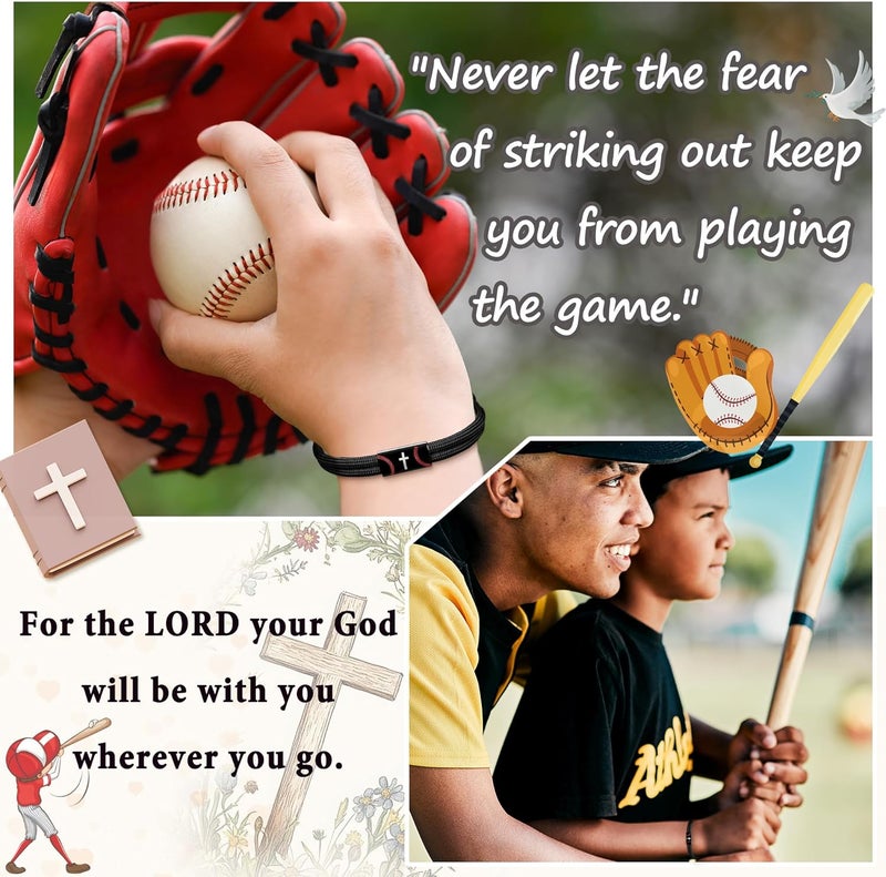 PEALICIOUS Mens Cross Bracelet as Boys Valentine Gifts, Soccer Baseball Joshua 1 9 Cross Bracelet Basketball Philippians 4:13 Accessories as Christian Valentines for Sons Baptism Confirmation - Image 2